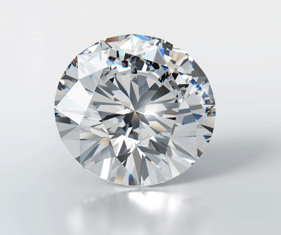 Round brilliant cut diamond on a white background