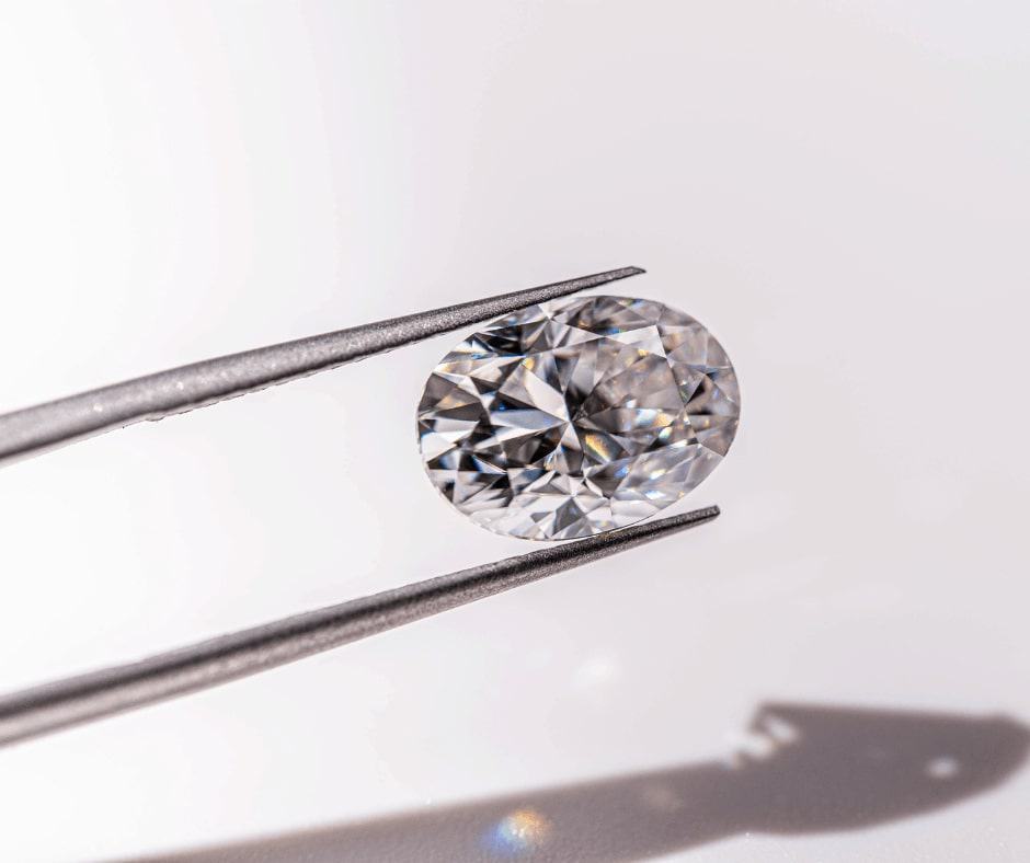 Oval cut diamond close up