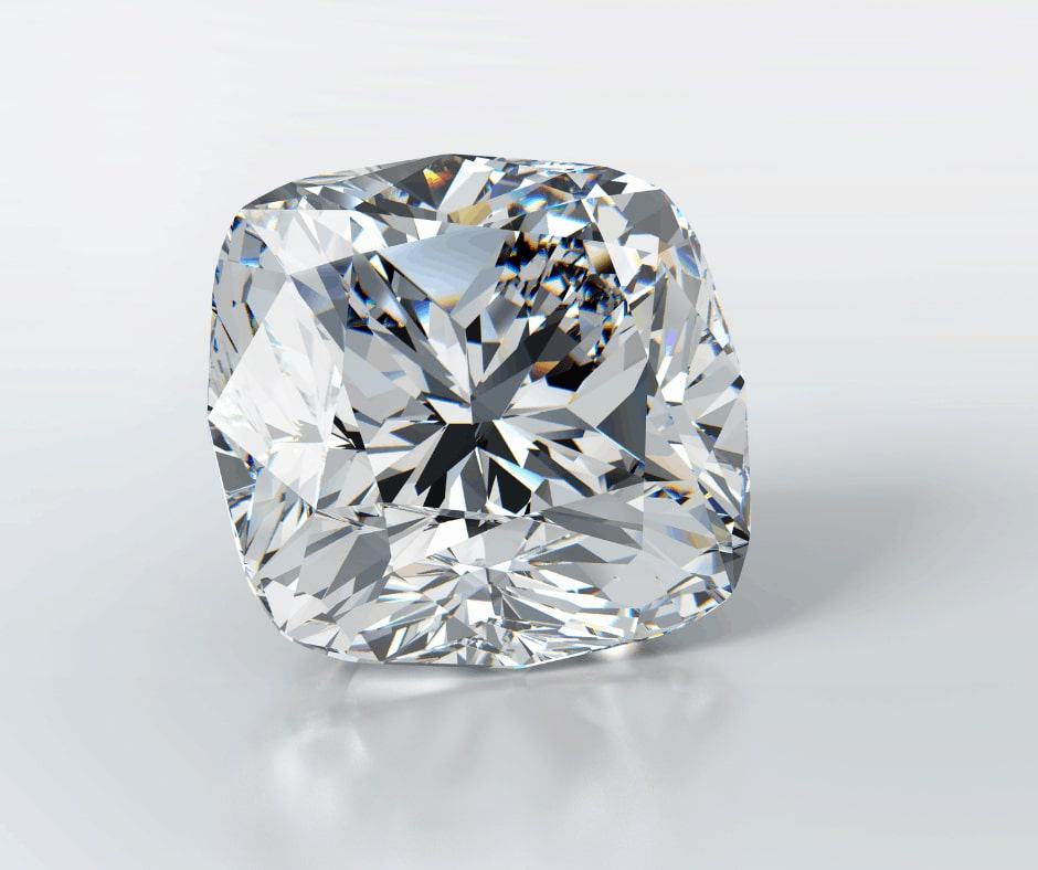 Cushion cut diamond close up