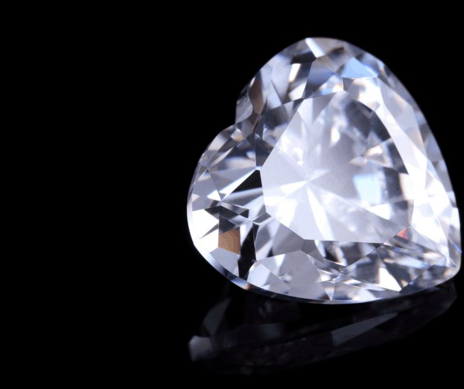 Heart-shaped diamond close up
