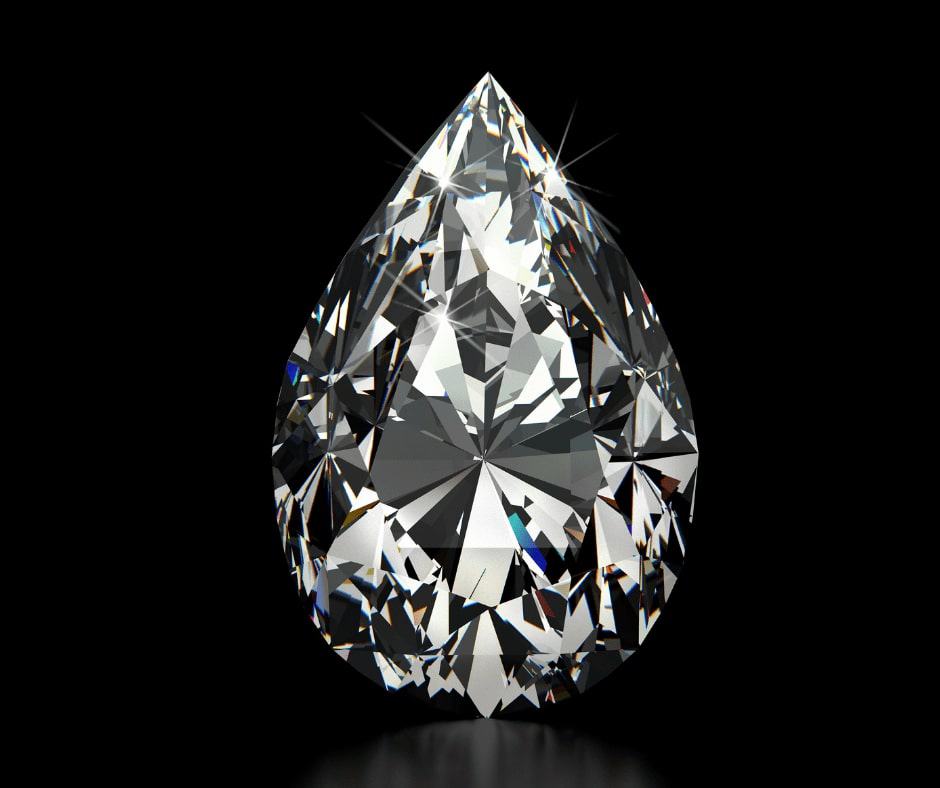 Pear cut diamond close up
