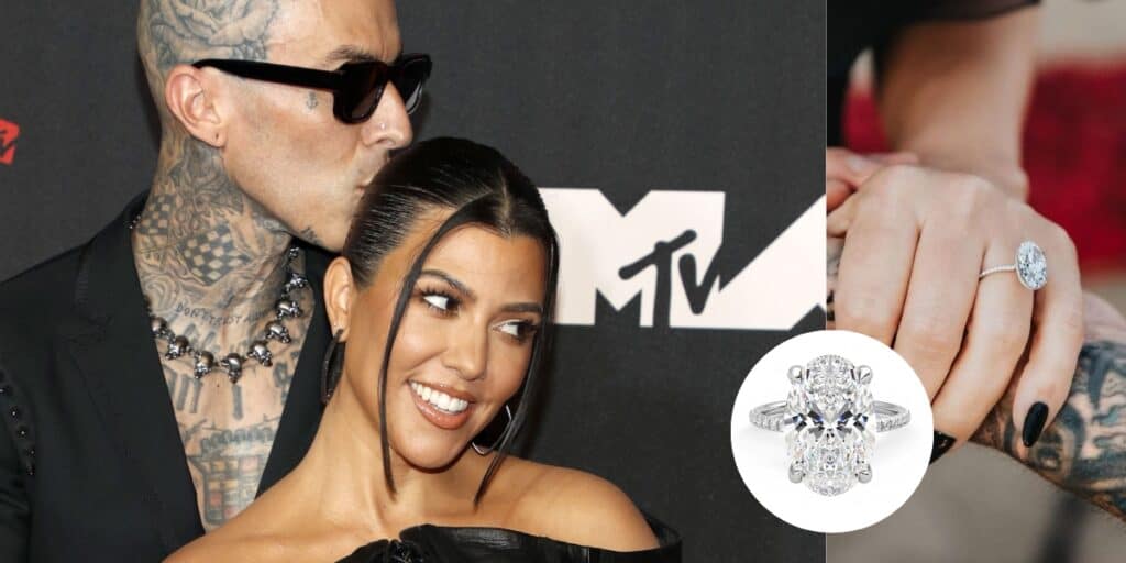 Diamond engagement ring of Kourtney Kardashian from Travis Barker