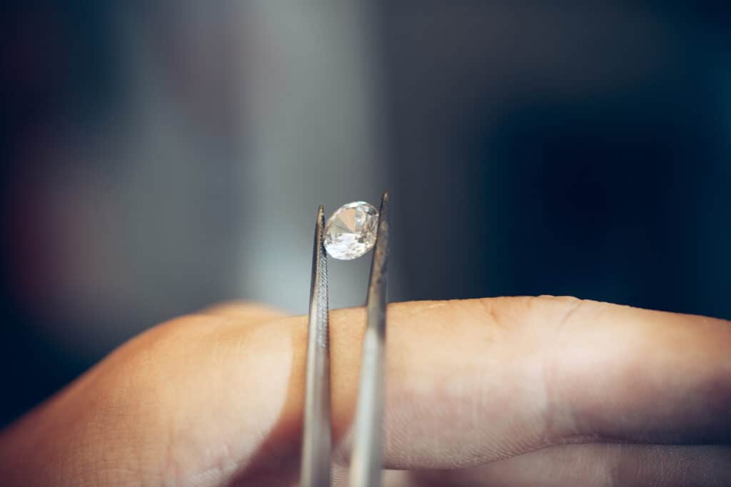 Examination of a diamond gem to see if its real or fake